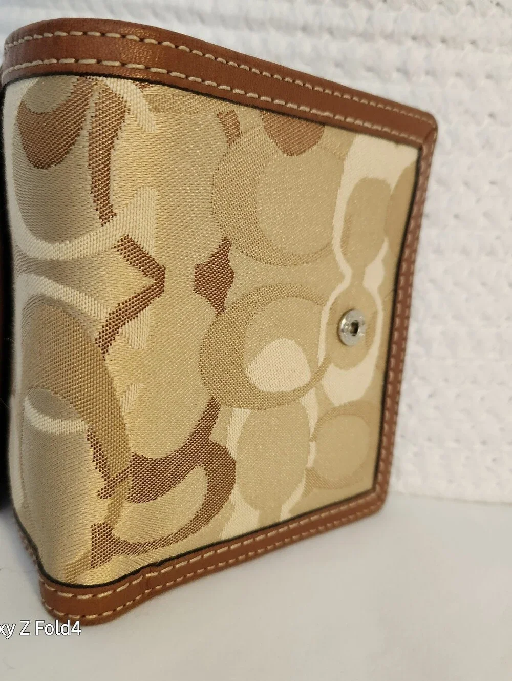 Coach Tan and Brown Signature Fold Wallet